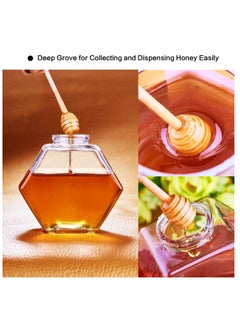 Y&D Honey Pot Glass Jar with Wooden Dipper and Cork Lid Cover for Home Kitchen, Clear 380ML Beehive Crystal Syrup Dispenser Commercial  - Image 3