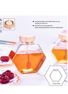 Y&D Honey Pot Glass Jar with Wooden Dipper and Cork Lid Cover for Home Kitchen, Clear 380ML Beehive Crystal Syrup Dispenser Commercial  - Image 5