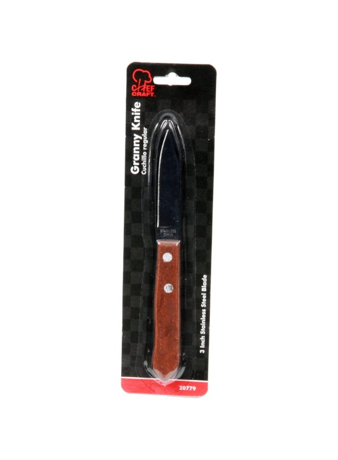 Chef Craft Stainless Steel Blade Wooden Handle Granny Knife Brown and Silver 3 Inch 20779 - Image 2