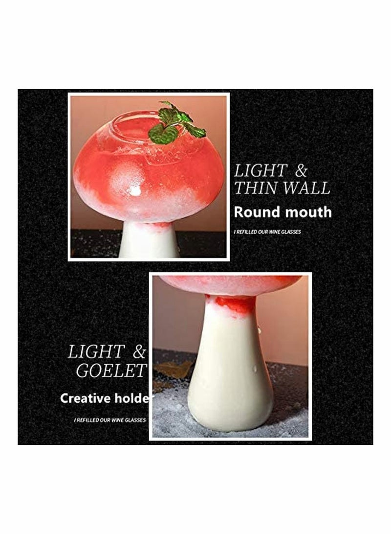 SYOSI Creative Cocktail Glass Mushroom Design 250ml Cocktail Glass Set of 2 Novelty Drink Cup for KTV Bar Night Party - Image 3