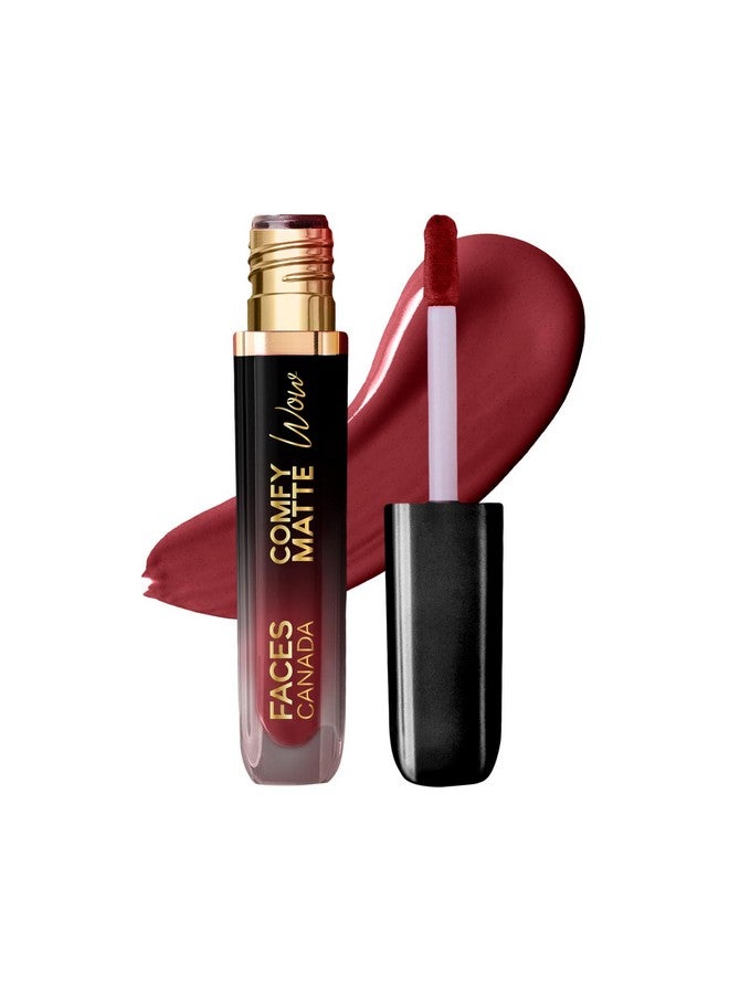فاسيسكانادا أحمر شفاه سائل غير لامع من كومفي واو، لون مارون مافين 05، 3.8 مل | تطبيق بلمسة واحدة | شديد الصبغة | مريح في الارتداء | ينساب بسلاسة | يدوم طويلاً | مقاوم للتحويل - Image 1