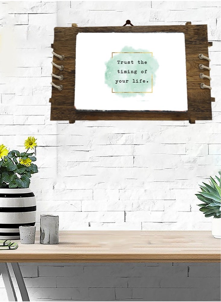 Protective Printed White Rectangle Shape Marble Photo Frame for Table Top Trust The Timing Of Your Life