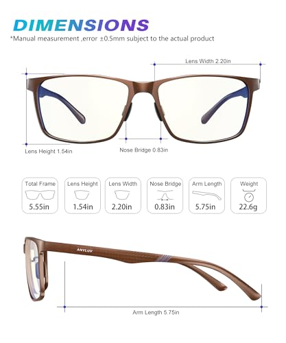 ANYLUV Blue Light Glasses Men/Women, Al-Mg Metal Computer Blue Light Blocking Glasses, Relieve Eyestrain and Eye Protection - Image 4