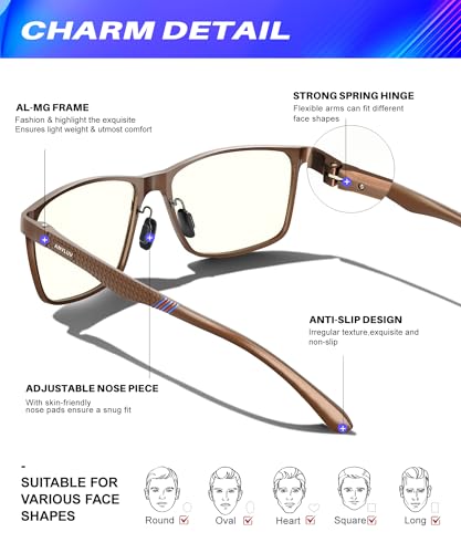 ANYLUV Blue Light Glasses Men/Women, Al-Mg Metal Computer Blue Light Blocking Glasses, Relieve Eyestrain and Eye Protection - Image 3