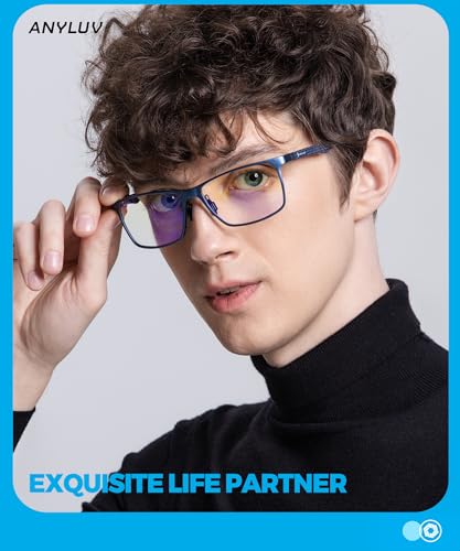 ANYLUV Blue Light Glasses Men/Women, Al-Mg Metal Computer Blue Light Blocking Glasses, Relieve Eyestrain and Eye Protection - Image 2