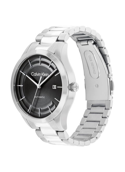 CALVIN KLEIN ROUND ANALOG UNISEX'S BLACK CASE WATCH - 25300021