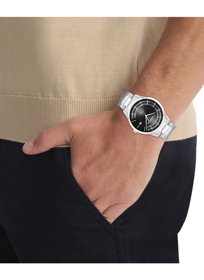 CALVIN KLEIN ساعة CALVIN KLEIN المستديرة التناظرية للرجال والنساء بحالة سوداء - 25300021  - Image 4