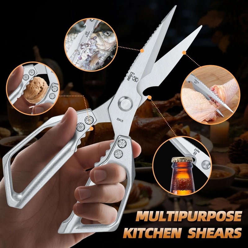 Ethyxe Kitchen Scissors All Purpose - Heavy Duty Poultry Shears, Ultra Sharp Japanese Steel Cooking Scissors for Food, Dishwasher Safe - Image 4