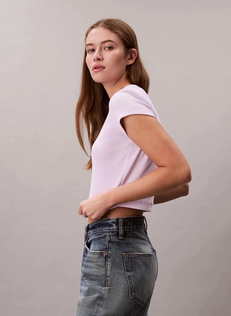Calvin Klein  Slim Cropped Monogram T-Shirt for Women | Best Price UAE