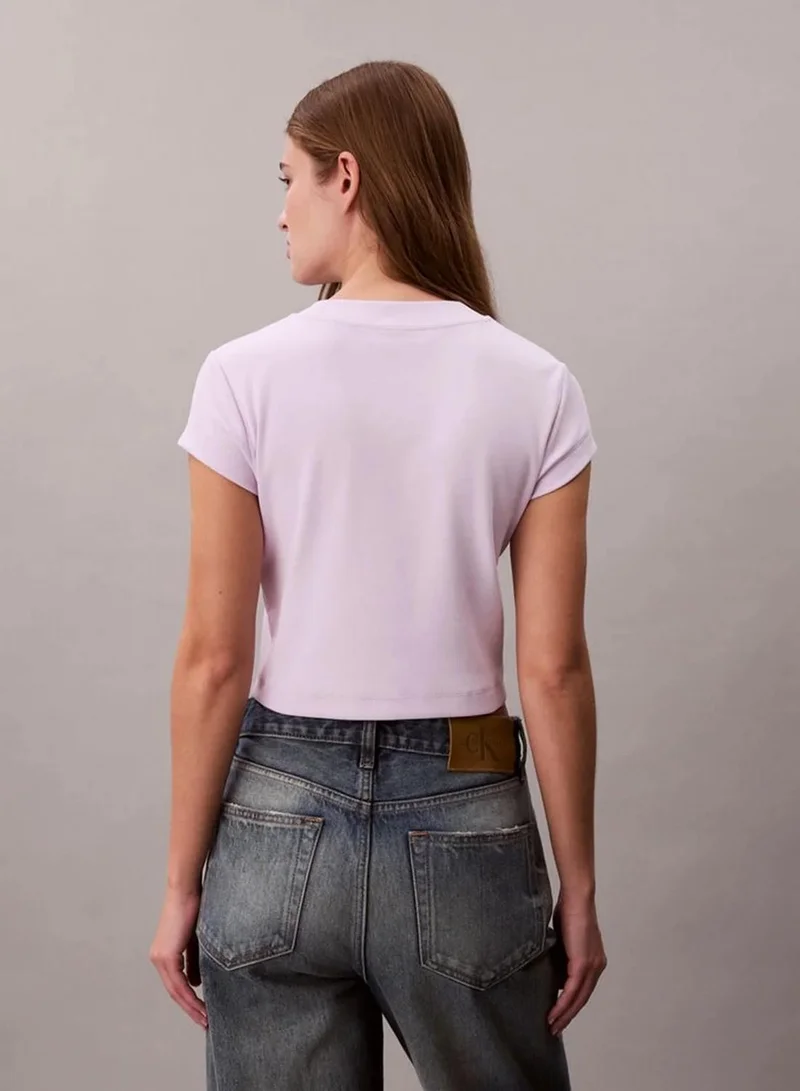 Calvin Klein  Slim Cropped Monogram T-Shirt for Women | Best Price UAE