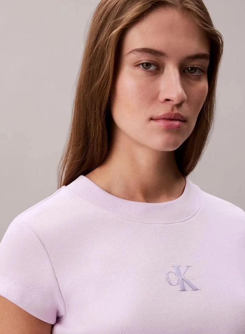 Calvin Klein  Slim Cropped Monogram T-Shirt for Women | Best Price UAE