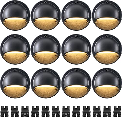 SUNVIE 5W LED Low Voltage Deck Lights with Fastlock2 Wire Connectors 12-24V AC/DC Low Voltage Landscape Lighting 3000K Warm White Step Lights Outdoor IP65 Waterproof for Deck Steps Fence Post, 12 Pack - Image 1
