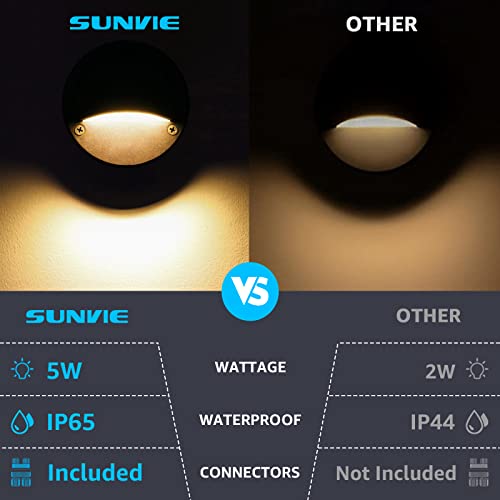 SUNVIE 5W LED Low Voltage Deck Lights with Fastlock2 Wire Connectors 12-24V AC/DC Low Voltage Landscape Lighting 3000K Warm White Step Lights Outdoor IP65 Waterproof for Deck Steps Fence Post, 12 Pack - Image 3