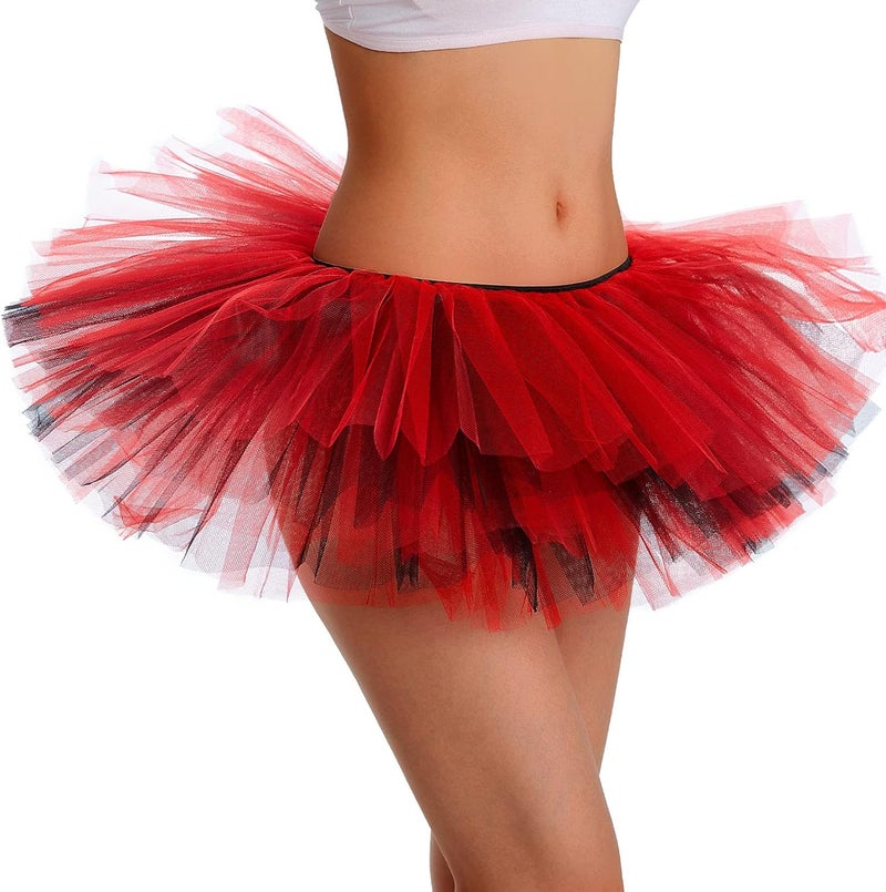 Phantomon Tutu Skirt Women's Teens Classic Elastic 5 Layered Tulle Ballet Skirt, 1950s Vintage Style Short Skirt, Adult Size - Image 1