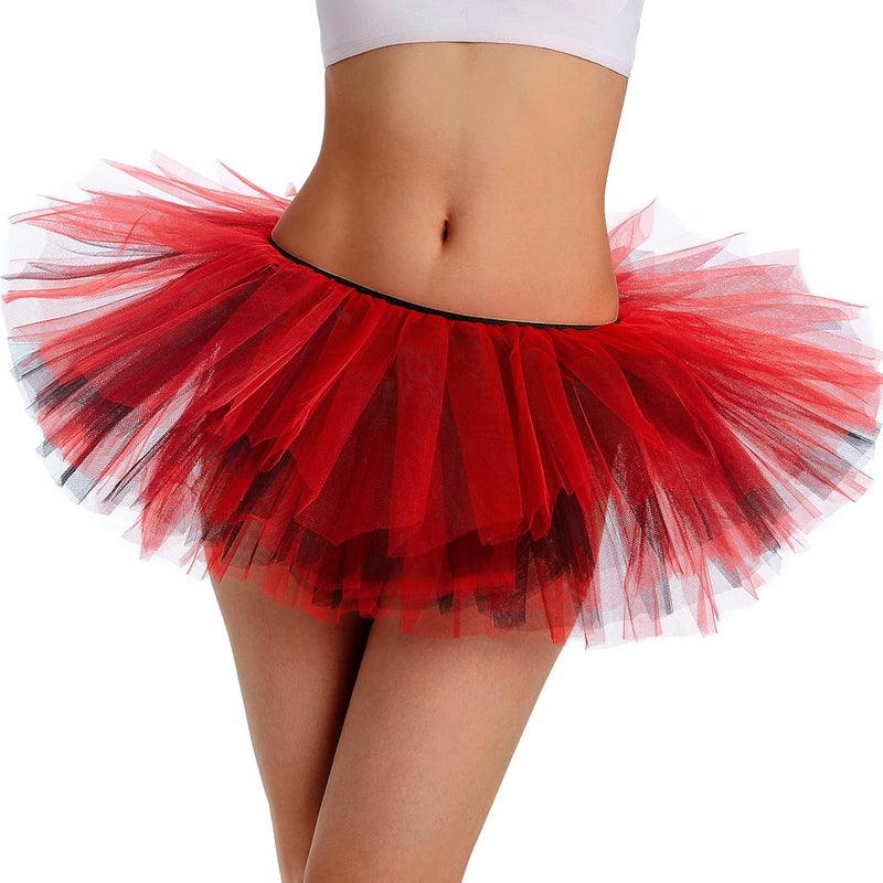 Phantomon Tutu Skirt Women's Teens Classic Elastic 5 Layered Tulle Ballet Skirt, 1950s Vintage Style Short Skirt, Adult Size - Image 4