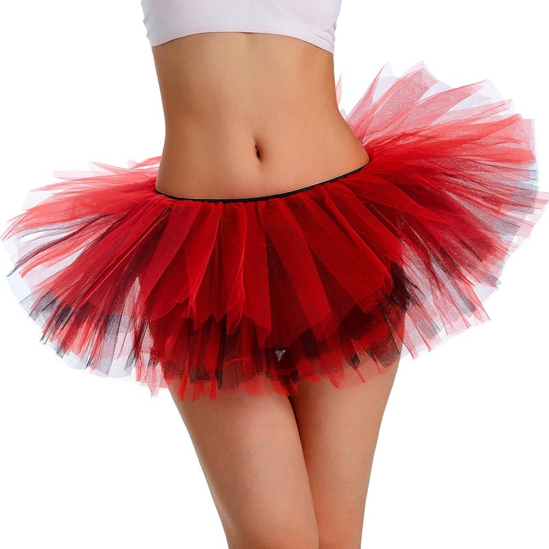 Phantomon Tutu Skirt Women's Teens Classic Elastic 5 Layered Tulle Ballet Skirt, 1950s Vintage Style Short Skirt, Adult Size - Image 5
