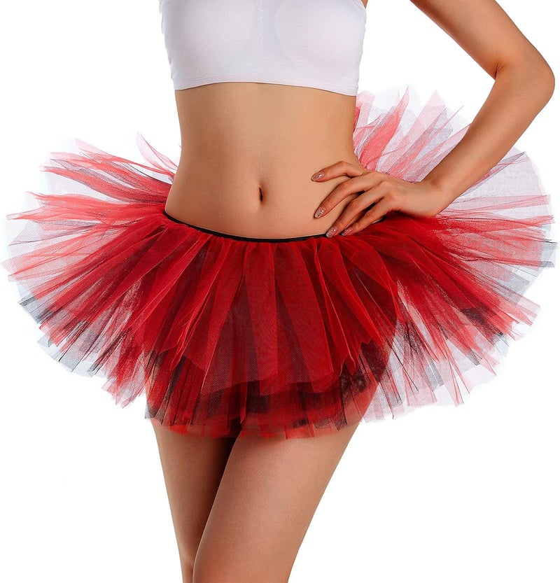 Phantomon Tutu Skirt Women's Teens Classic Elastic 5 Layered Tulle Ballet Skirt, 1950s Vintage Style Short Skirt, Adult Size - Image 3