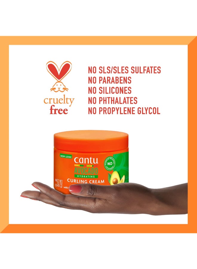 Cantu Avocado Hydrating Curling Cream 340 g - Mango Butter, Coconut & Avocado Oil Formula Moisturizes & Defines Frizz-Free Curls, Gentle on All Hair Textures Orange - Image 4
