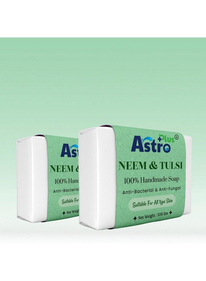 ASTRO PLUS + Astro Plus Home-Made Neem Tulsi Soap For Healthy Skin | Best Neem Soap For Acne and Pimples Removal (4 pieces) - Image 1