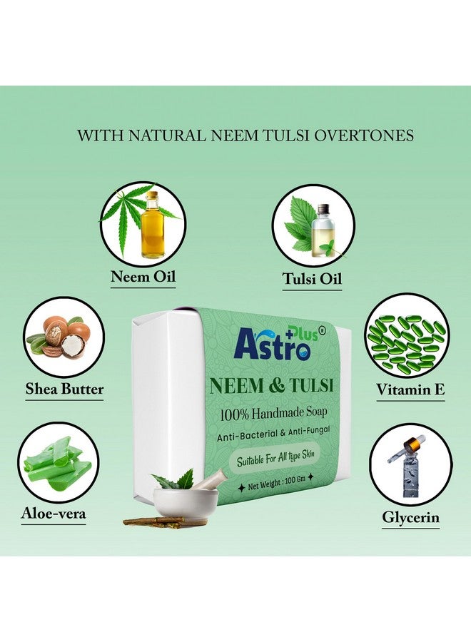 ASTRO PLUS + Astro Plus Home-Made Neem Tulsi Soap For Healthy Skin | Best Neem Soap For Acne and Pimples Removal (4 pieces) - Image 2