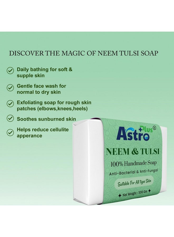 ASTRO PLUS + Astro Plus Home-Made Neem Tulsi Soap For Healthy Skin | Best Neem Soap For Acne and Pimples Removal (4 pieces) - Image 3