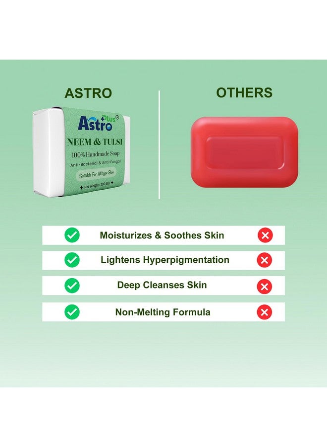 ASTRO PLUS + Astro Plus Home-Made Neem Tulsi Soap For Healthy Skin | Best Neem Soap For Acne and Pimples Removal (4 pieces) - Image 5