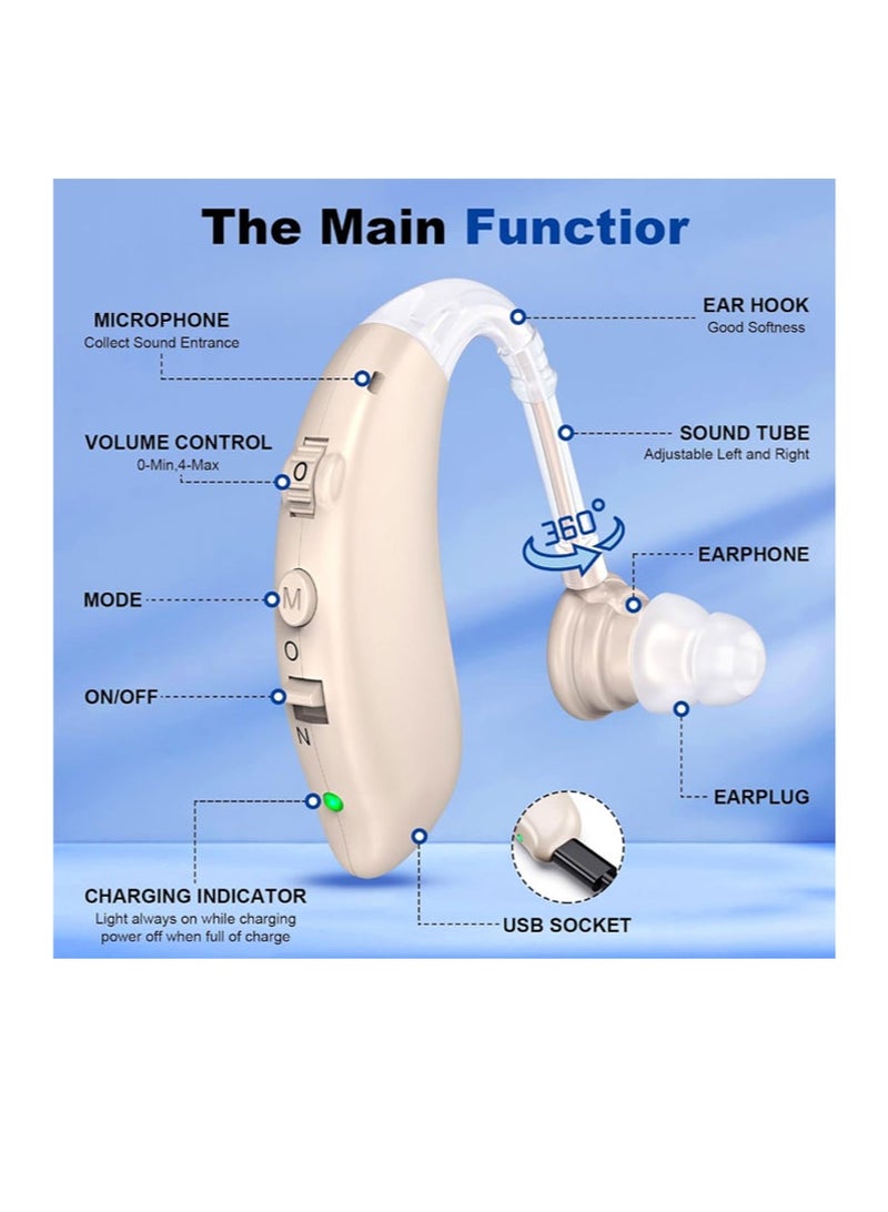 أو إي إم أجهزة سمع قابلة لإعادة الشحن لكبار السن مع خاصية إلغاء الضوضاء، ومكبرات صوت لضعاف السمع، وجهاز سمع رقمي، ومكبر صوت مع خاصية التحكم في مستوى الصوت - Image 2