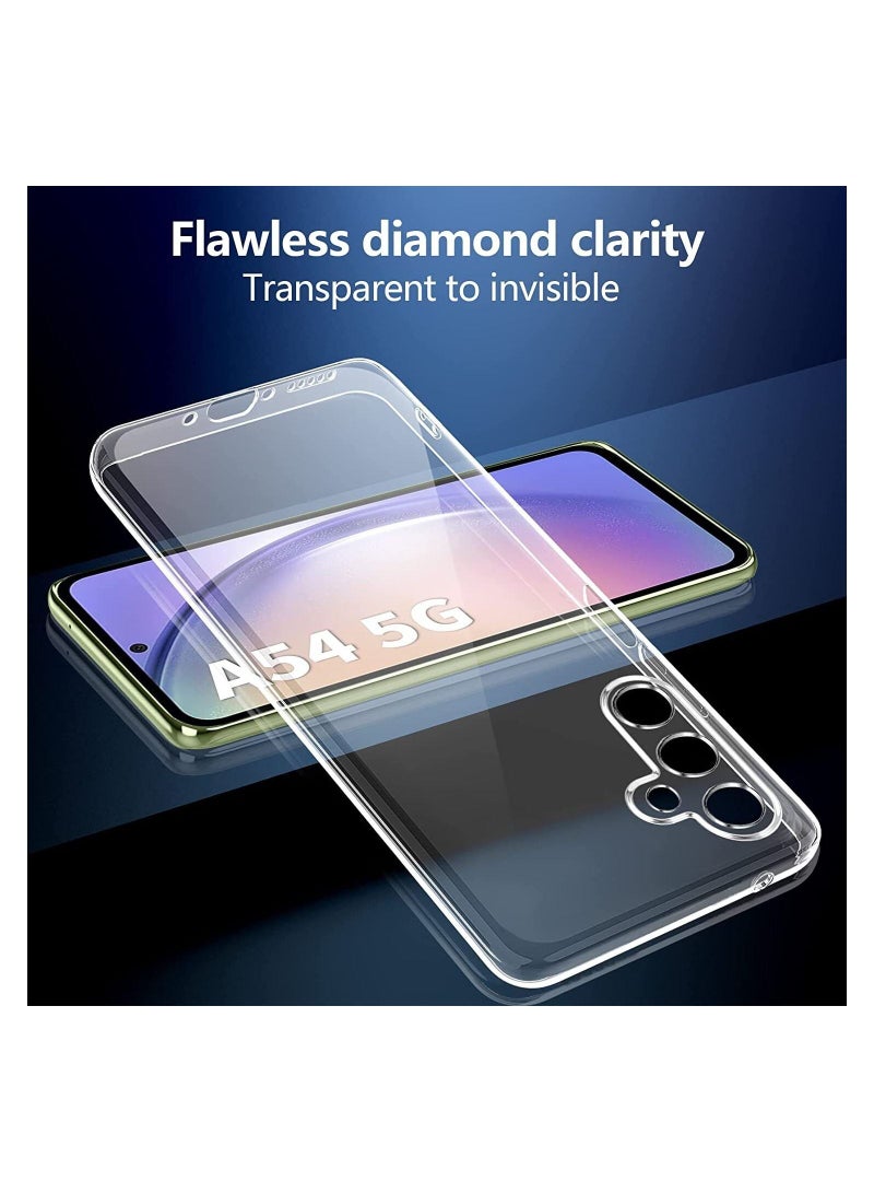Samsung A54 5G Shockproof Clear Transparent Case Cover with 2 Clear Tempered Glass Screen Protector Edge to Edge Full Screen Coverage Pack Of 3 Clear TPU With Screen Protector For Galaxy A54 Clear - Image 4