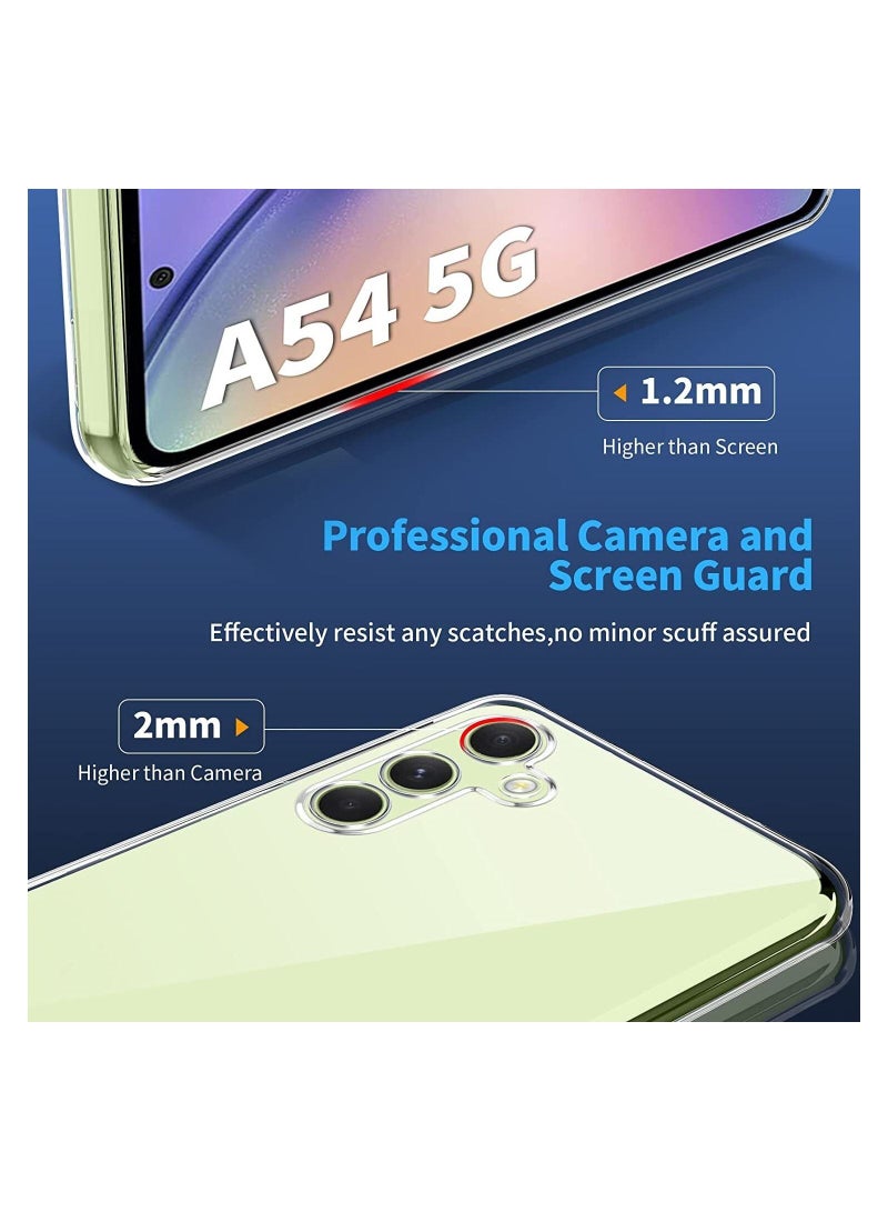 Samsung A54 5G Shockproof Clear Transparent Case Cover with 2 Clear Tempered Glass Screen Protector Edge to Edge Full Screen Coverage Pack Of 3 Clear TPU With Screen Protector For Galaxy A54 Clear - Image 5