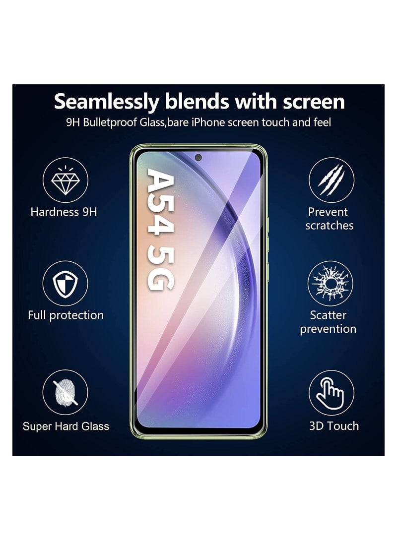 Samsung A54 5G Shockproof Clear Transparent Case Cover with 2 Clear Tempered Glass Screen Protector Edge to Edge Full Screen Coverage Pack Of 3 Clear TPU With Screen Protector For Galaxy A54 Clear - Image 3