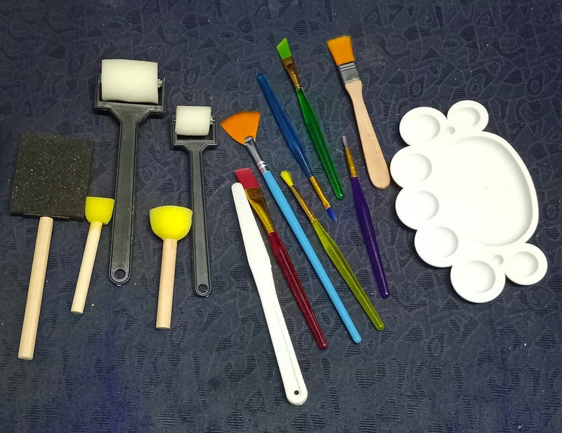 Drawing Brush Set with Colour Mixing Plate for Painting (14 Pcs)  - Image 2