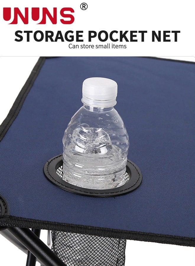 UNUNS Camping Chair And Table Set,Set Of 3 Outdoor Collapsible Chairs And Table,Large Folding Lawn Chairs With 2 Table,Outdoor Camping Chairs Set For Lawn,Picnic,Blue - Image 5