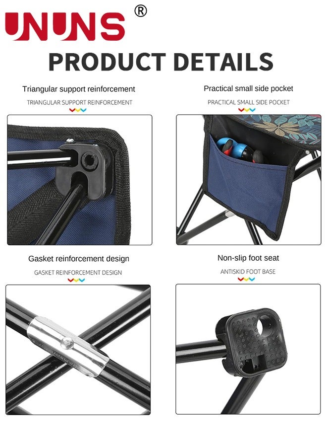 UNUNS Camping Chair And Table Set,Set Of 3 Outdoor Collapsible Chairs And Table,Large Folding Lawn Chairs With 2 Table,Outdoor Camping Chairs Set For Lawn,Picnic,Blue - Image 3