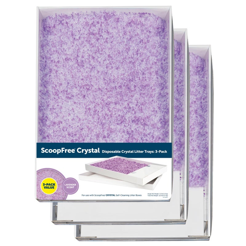 PetSafe ScoopFree Disposable Crystal Cat Litter Tray - Easy Cleaning Box - Refill Tray for Electric Litter Box - Lavender Scent - 4.3 lb Bags - 3 Pack - Image 1