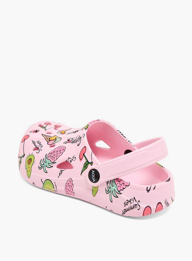 Aqua Girls Fruit Print Clogs - Image 4