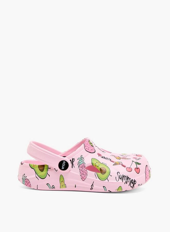 Aqua Girls Fruit Print Clogs - Image 2
