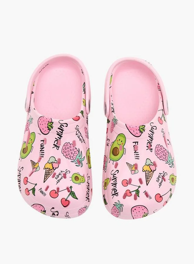 أكوا Girls Fruit Print Clogs
