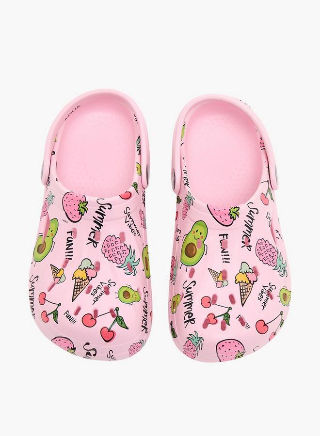 Aqua Girls Fruit Print Clogs - Image 1