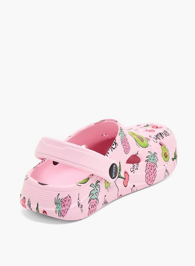 Aqua Girls Fruit Print Clogs - Image 5