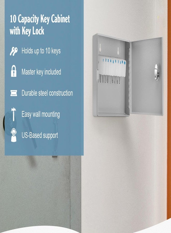 Barska 10-Position Key Cabinet Lock Box with Key Lock - Numbered Hooks, White Tags, Steel Wall Mount Organizer for Home, Office, or Property Use - Image 2