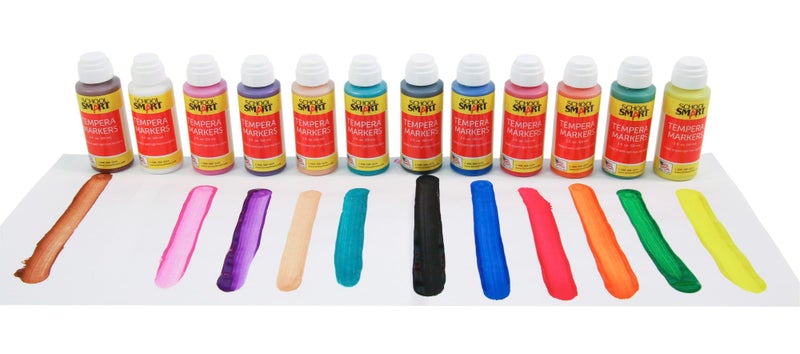 School Smart Tempera Paint Daubers, Poster Marker Set, Assorted Colors, Pack of 12 - Image 2