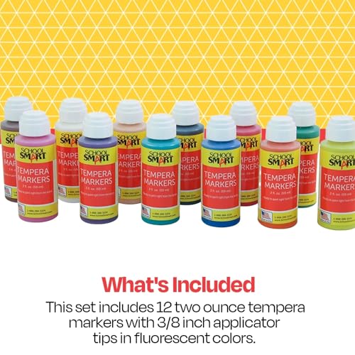 School Smart Tempera Paint Daubers, Poster Marker Set, Assorted Colors, Pack of 12 - Image 5