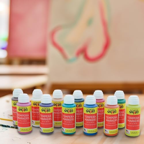School Smart Tempera Paint Daubers, Poster Marker Set, Assorted Colors, Pack of 12 - Image 3