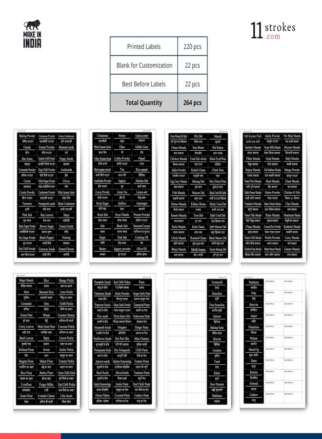 11 Strokes Pack Of 260 Pcs Printed Kitchen Stickers For Jars -Waterproof,Pre-Printed Stickers For Kitchen Containers-Labels For Kitchen Containers,260 Labels - Image 3