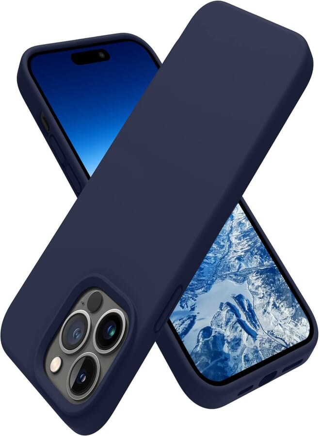 Next store Compatible with iPhone 13 Pro Max Case, Liquid Silicone Case, Full Body Protective Cover, Shockproof, Slim Phone Case, Anti-Scratch Soft Microfiber Lining (Navy)