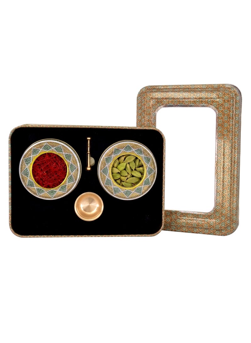 ZARCHIN Saffron Gift Box – 1g Super Negin Saffron with Cardamom & Brass Mortar – Premium Gift Set - Image 1