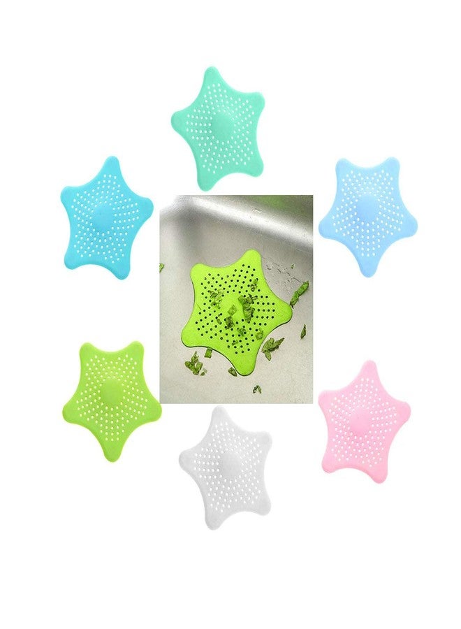 NOBILEA Silicone Star Shape Kitchen Sink Strainer - Shower Drain Hair Catcher - Anti-Clogging Floor Filter Bathroom - Kitchen Accessories (Multicolor, Silicone, Pack of 1Set) - Image 1