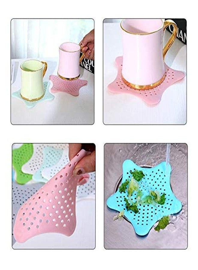 NOBILEA Silicone Star Shape Kitchen Sink Strainer - Shower Drain Hair Catcher - Anti-Clogging Floor Filter Bathroom - Kitchen Accessories (Multicolor, Silicone, Pack of 1Set) - Image 5