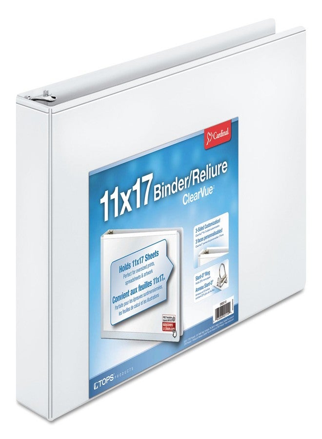 Cardinal 22132 Clearvue D-Ring Binders, 11-Inch x17-Inch, 2-Inch Capacity, White - Image 1