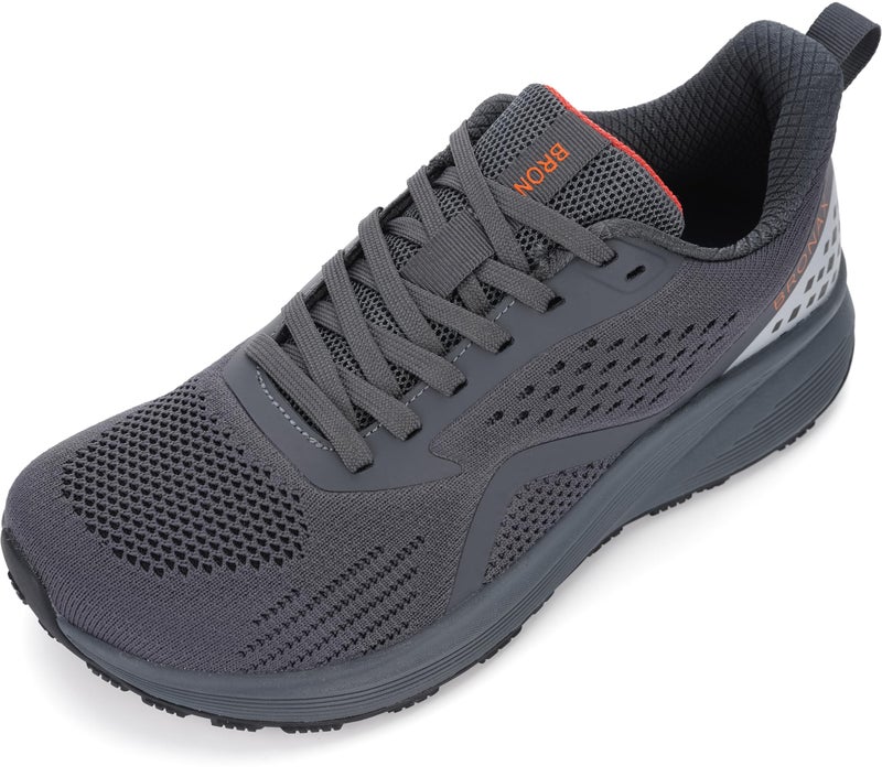 BRONAX Mens Wide Toe Box Running Tennis Shoes Gym Tennis Athletics Size 8 Sports Mesh Walking Rubber Outsole Sneakers for Male Grey 41 - Image 1